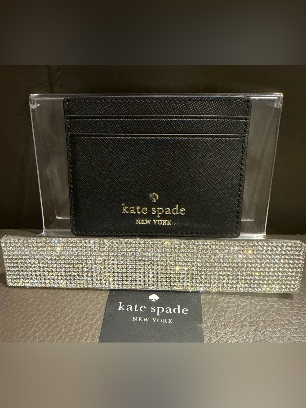 kate‎ spade black saffiano leather cardholder